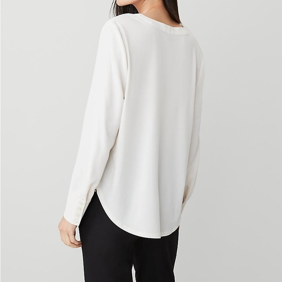 Classic White V-Neck blouse. Lovely, long sleeve. Closet must have. Large. - Picture 7 of 7